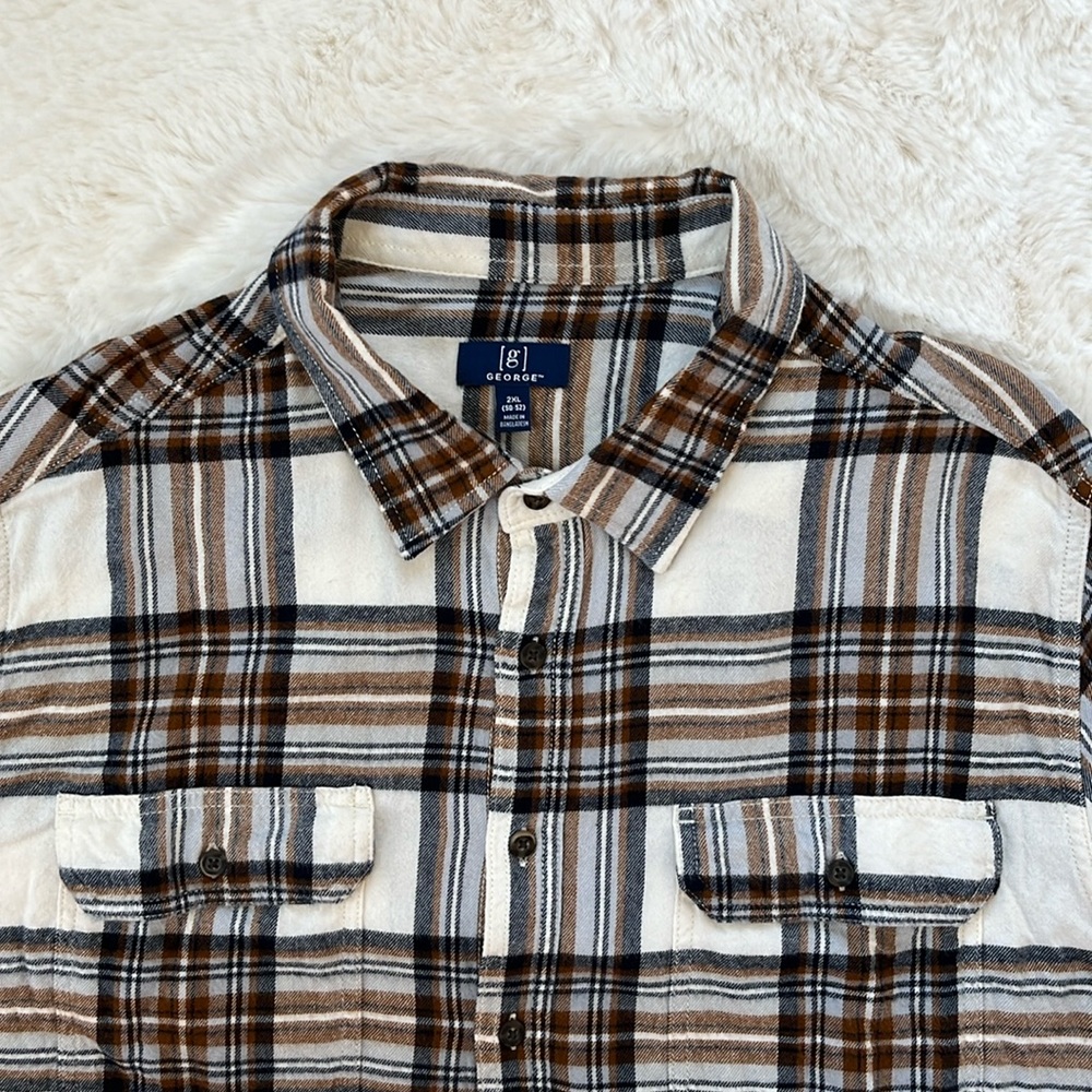 George, Men’s Flannel cotton shirt, regular XXL